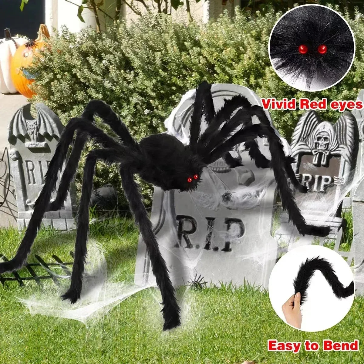 Giant Black Plush Spider Decoration